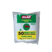 Glad 70l Heavy Duty Clear Garbage Bags - 50pk