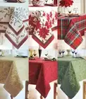 New BETTER HOMES Christmas Holiday Fabric TABLECLOTH Gold Red or Green Jacquard