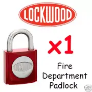 LOCKWOOD Fire Department x1 Lock - Red Fire Brigade Padlock - !!!!