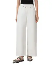 Allsaints Aki High Rise Wide Leg Jeans in Chalk White