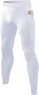 [CARGFM] Men's Compression Pants with Pockets Athletic Leggings Running Basketball Tights Cycling Workout Base Layer Underwear
