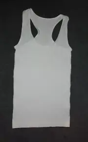 J.C.BEST: Size: S. (8-10) Modern WHITE Seamless Active Racer-Back, Tank/Singlet