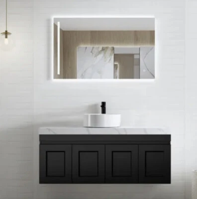 HAMPTON CABINET - MATTE BLACK SHAKER DOOR VANITY 1200X455X445
