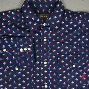 Ariat Shirt Mens Medium Blue Western Pearl Snap Button Long Sleeve Star Print