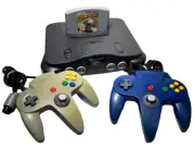 Charcoal Black Nintendo 64 Console and 2 Controller N64 PAL With Mario Kart #3