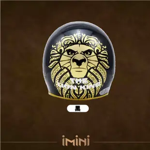 imini EVO 精裝 獅子王 復古 騎士帽 獅子 安全帽 3/4罩安全帽 金邊 皮革