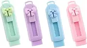 4pcs Sliding Retractable Pencil Eraser, Portable Bowknot Push-Pull Eraser, Colored Push Pull Rubber Eraser with Plastic Sleeve for Drawing Writing