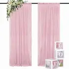 Pink Chiffon Backdrop Curtain-2 Panels 29x96-Inch Wedding Backdrop Drapes