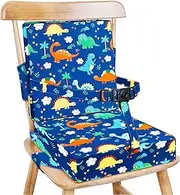 Chair Increasing Cushion Dismountable Portable Washable Kids Baby Toddler Infant Harness Toddler Booster Dining Highchair Seat Pad On the Go Seat Highten Pad Travel Storage Chair with Adjustable Buckle Strap (With Backrest Dinosaur)