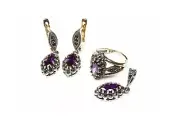 Amethyst Gemstone Jewelry Set for Women - Genuine Sterling Silver Gift for Her