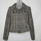 Stoosh Plaid Jacket Size Small Clueless 90s Style Black Yellow Orange New