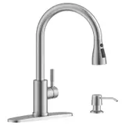 Stainless Steel Kitchen Faucet with Soap Dispenser, Pull Down Sprayer 3 Modes...