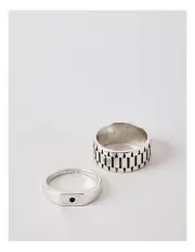 [Blaq] Textured Ring Set in Silver
