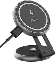 PETERONG Magnetic Wireless Car Charger Mount Compatible with MagSafe Designed for Tesla Model 3/Y, 15W Fast Charging Magnetic Car Phone Mount Foldable Invisible Dashboard for iPhone 14/13/12(Gray)