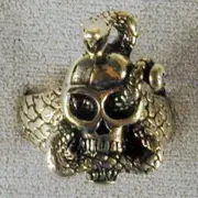 1 DELUXE SNAKE IN EYES SKULL SILVER BIKER RING BR101 mens NEW jewelry RINGS