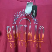 NEW DAVID BITTON BUFFALO GRAPHIC LOGO PRINT SHORT SLEEVE PINK T-SHIRT WOMENS S