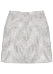 Nue Studio Camille Silver Crystal Mini Skirt - XS XS