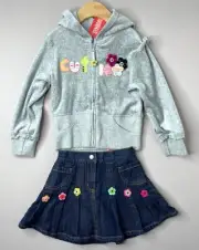 NWT GYMBOREE Girls Imaginary Friends Hoodie 5 Yrs & Denim Skort 4 Yrs Vintage