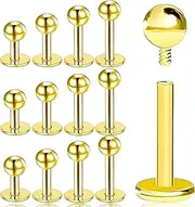 [Lubgitsr] Labret Studs, 6 Pairs (12PCS) 16G Stainless Steel Labret, 6-12MM Medusa Piercing Jewellery Gold, For Lip Stud Tragus Cartilage Stud Bar Piercing, 6 - 12 mm, Stainless Steel, Stainless steel
