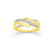9ct Gold Diamond Crossover Ring