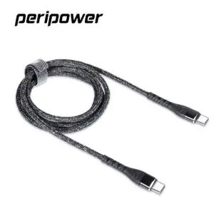 【peripower】CD-01 精研編織系列 USB-C to USB-C PD 快充傳輸線-鐵礦黑-60W(Type-C to Type-C / 100 cm)
