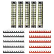5 Sets 600V 15A Double Row 12-Positions Screw Terminal Strip Blocks