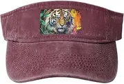 [RLDOBOFE] Sun Visor Hat Adjustable Empty Top Baseball Cap Color swirl tiger image Sun Hats for Women Men Sports Hats Summer Beach Cap