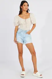 Beige Check Bodysuit Short Sleeve - Size 8, Women's Bodysuit