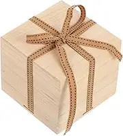 JEWEDECO Box Wooden Crates for Decor Crafts Boxes Cuboid Pattern Unfinished Wood Tray Unfinished Wood Mini Treasure Chests Bulk Wooden Treasure Chest Cajas De Madera Caja De Madera Beige