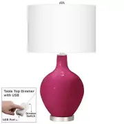 Color Plus Ovo 28 1/2" Vivacious Pink Table Lamp with USB Dimmer
