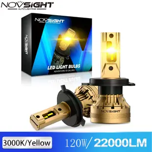 Novsight N37Y 一對 H4 汽車LED 大燈燈泡帶Canbus 22000LM 120W 3000K 黃光