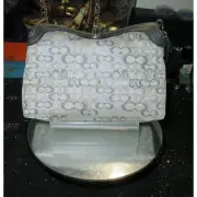 COACH Silver & Grey Signature Collection Canvas & Leather Mini Handbag NWT