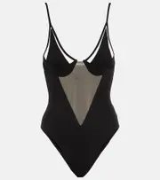 [David Koma] David Koma Mesh-paneled bodysuit AU 6 black