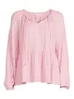 NWT Time and Tru Womens M (8/10) Mauve Glow Striped Long Sleeve Peplum Flowy Top