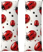 Body Pillow Cover Long Pillowcase Super Soft Cozy Pillow Case Protector with Zipper Pillow Cases Covers Red Ladybug Decorative Cushion Covers for Bed Sofa Home Gift 20"x54"