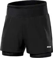 [Lixada] Men's 2-in-1 Running Shorts, Men's Sports Shorts High Waist Men's Elastic Shorts with Pockets
