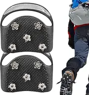 [Generic] Crampons for Hiking Boots - Anti-Slip Stainless Steel Gripper Spike Snow Shoe Ice Cleats | Snow Grips Reflective Climbing Crampons with 5Spikes Traction for Climbing