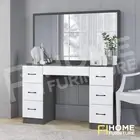 Modern Dressing Table Makeup Large Mirror 7 Drawers Vanity Cabinet Grey