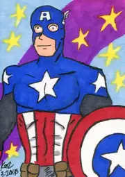 CAPTAIN AMERICA (BUCKY) Sketch Card by Kor Watkins - Avengers, Invaders