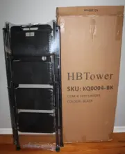 HBTower KQ0004-BK 4 Step Ladder, Folding Step Stool with Tool Platform
