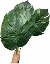 10 Pcs 21.5" Large Green Leaves Artificial Tropical Monstera Palm Tree Leaves,Topical Palm Leaves Decor for Home Decor,Kitchen Party Flowers Arrangement Wedding Decor,Green Leaf Size 12.5x10