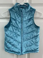 Zelos Girls Vest Blue Velour Full Zipper Pockets Lined M NWT