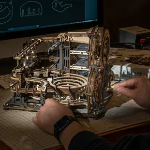 若態木質3d立體拼圖手工DIY學生成人高難度拼裝模型機械軌跡夜城