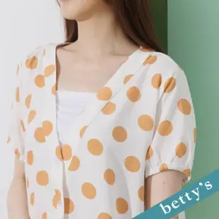 【betty’s 貝蒂思】V領點點印花假兩件上衣(駝色)