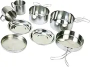 BESPORTBLE 8pcs Stainless Steel Picnic Cookware Camping Cookware Stainless Steel Cookware Barbecue Combination Pot Silver