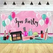Frienda Spa Party Decorations, 71 x 43 Inch, Sweet Pink Backdrop Princess Makeup Birthday Photography Background Photo Booth Banner for Spa Day Make up Theme Party Decorations