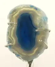 Blue Agate Slice Metal Bottle Topper NEW bar olive kitchen wine gift stone oil