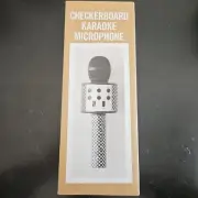 New Black & White Checkered Checkerboard Bluetooth Wireless Karaoke Microphone