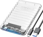 ORICO 2.5 inch Hard Drive Enclosure USB C to SATA III 5Gbps Clear External Hard Drive Case for All 7mm 9.5mm 2.5 inch SATA SSD HDD Up to 6TB, Tool-Free, Support USB 3.0 UASP (2139C3)
