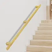 Gold Stair Handrails 30-600cm, Wall Mount Staircase Railings Safety Hand Rail Corridor Support Rod, Wrought Iron Stair Rail for Lofts Decking Banister(11.5ft/350cm)
